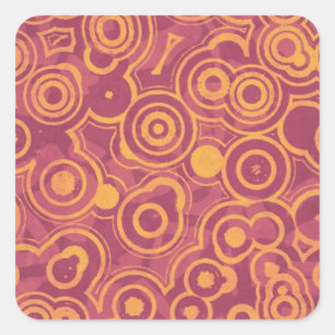 Retro Circles Grunge Mönster Fyrkantigt Klistermärke