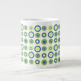 Retro Circles Lime Pea Grönt Teal on White Jumbo Mugg