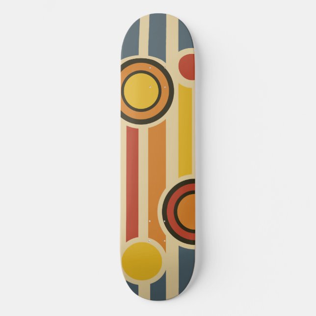 Retro Circles & Linjer Mini Skateboard Bräda 18,7 Cm (Framsida)