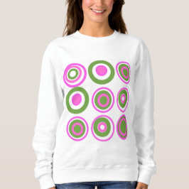 Retro Circles Magenta Rosa Grönt på vit T Shirt