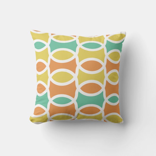 Retro Circles Orange, Teal, Guld Dekorativ kudde (Framsida)
