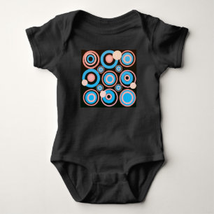Retro Circles Party Coral Turcos Black T Shirt