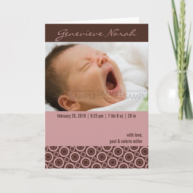 Retro Circles Rosy Brown ・ Baby-meddelande Meddelande (Framsida)