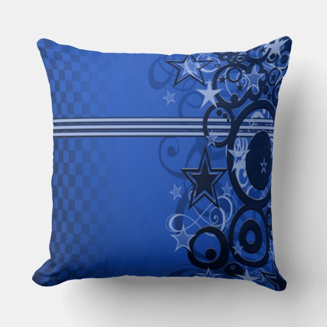 Retro Circles & Stars Blue Dekorativ kudde (Framsida)