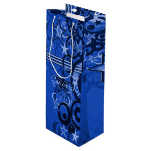 Retro Circles & Stars Blue Vin Gift Bag