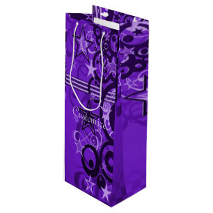 Retro Circles & Stars Lila Vin Gift Bag