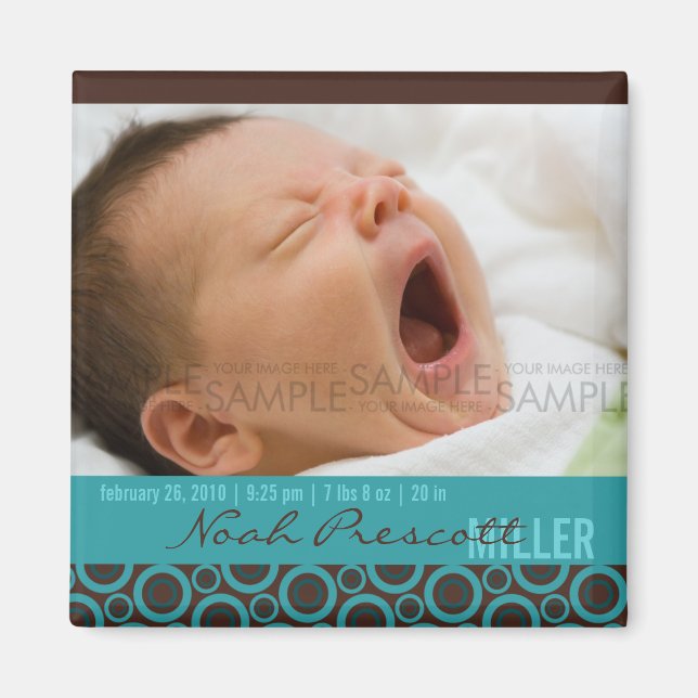 Retro Circles Teal ・ Meddelande från Baby Magnet (Framsidan)