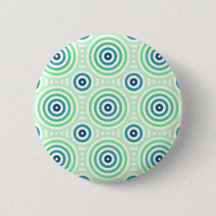 Retro Circular Geometric Mönster i Grönt och blå Knapp