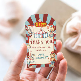 Retro Circus Animals Carnival Birthday Tack Presentetikett
