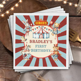 Retro Circus Animals Carnival Festival Birthday Pappersservett