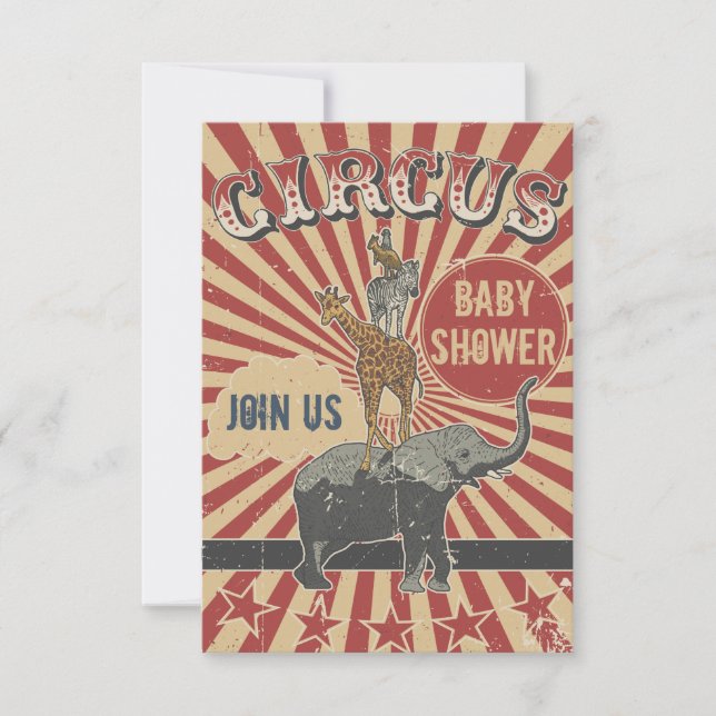 Retro Circus Baby Shower-inbjudning Inbjudningar (Framsida)