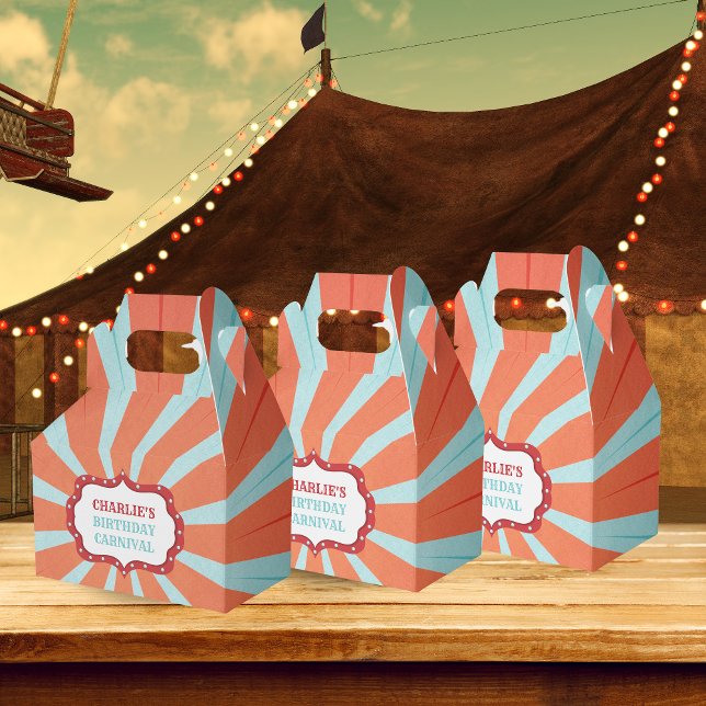 Retro Circus Carnival Födelsedagsfest Presentaskar (Skapare uppladdad)