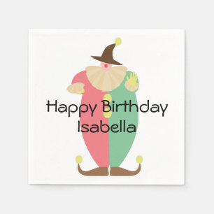 Retro Circus Clown Birthday Pappersservett