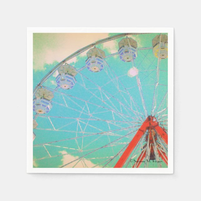 Retro Circus Ferris Wheel - Pappra Party Napkins Pappersservett (Framsidan)