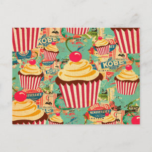 Retro Circus-Muffinsar Vykort