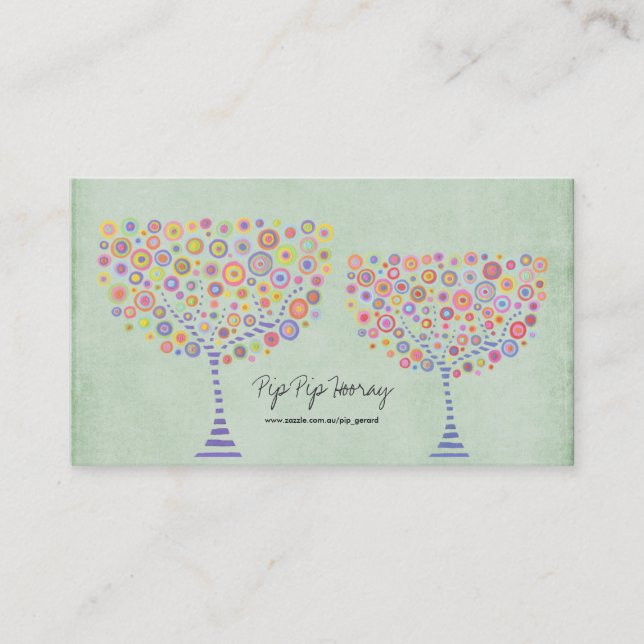 Retro cirkla träd som den personliga affären visitkort (Framsida)