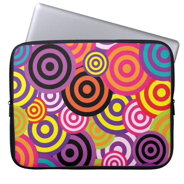 Retro cirklar laptop sleeve (Framsidan)
