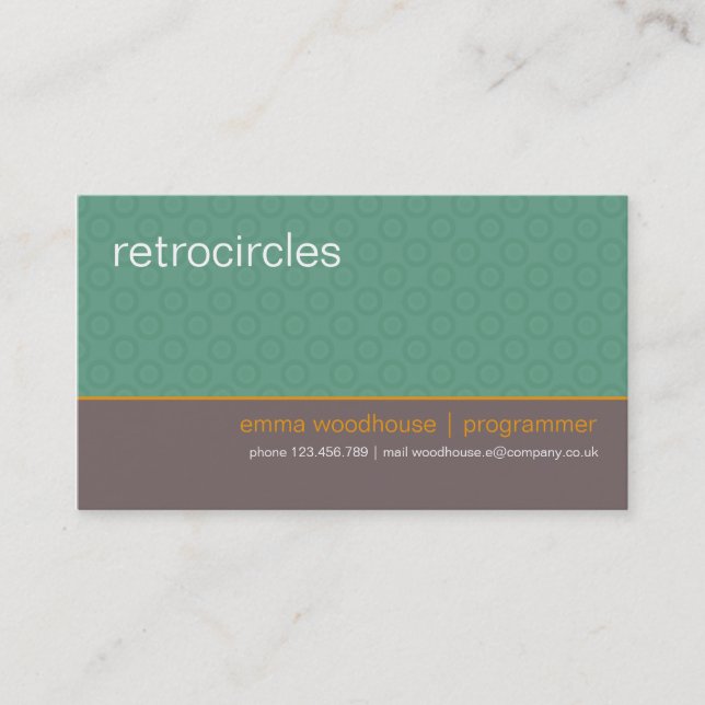 Retro cirklar mint- & orangevisitkorten visitkort (Framsida)