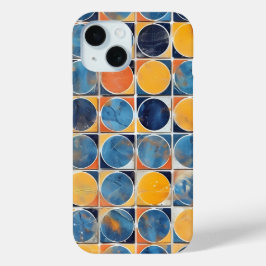 Retro cirklar och fyrkanter mosaik telefonfodral
