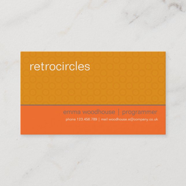 Retro cirklar orange- & solbrännavisitkorten visitkort (Framsida)
