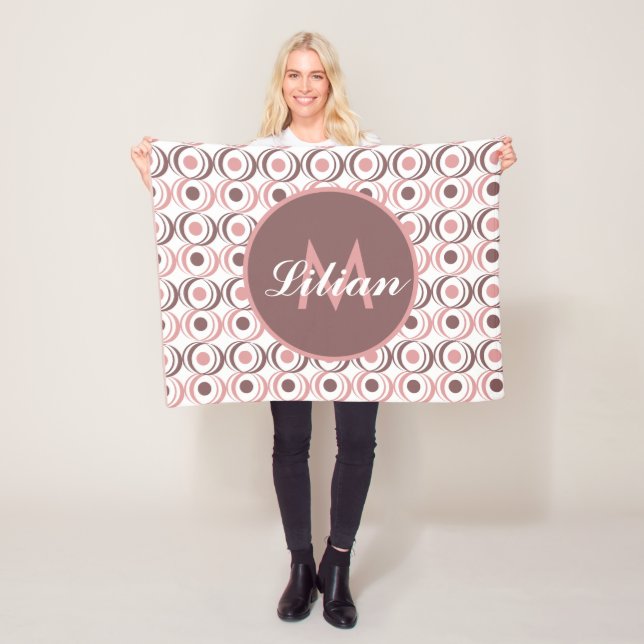Retro Cirkulär Jordton Rosa Monogram Fleecefilt (På plats)