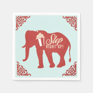 Retro Cirkus Elefant Popcorn Födelsedagsfest Pappersservett