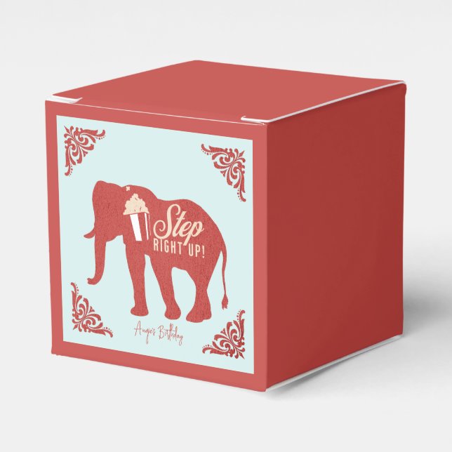 Retro Cirkus Elefant Popcorn Födelsedagsfest    Presentaskar (Framsidan Sidan)