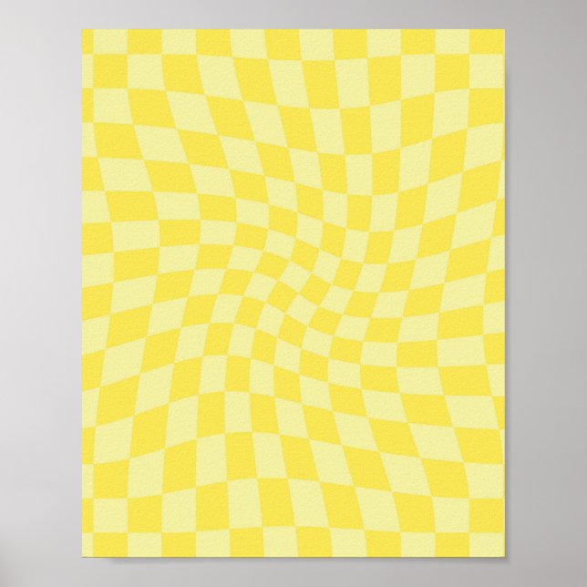Retro Citon-Gult Pastel Warpe Checkerboard Poster (Framsidan)