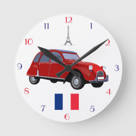 Retro Citroen 2CV Wall Clock. Rund Klocka