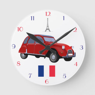 Retro Citroen 2CV Wall Clock. Rund Klocka