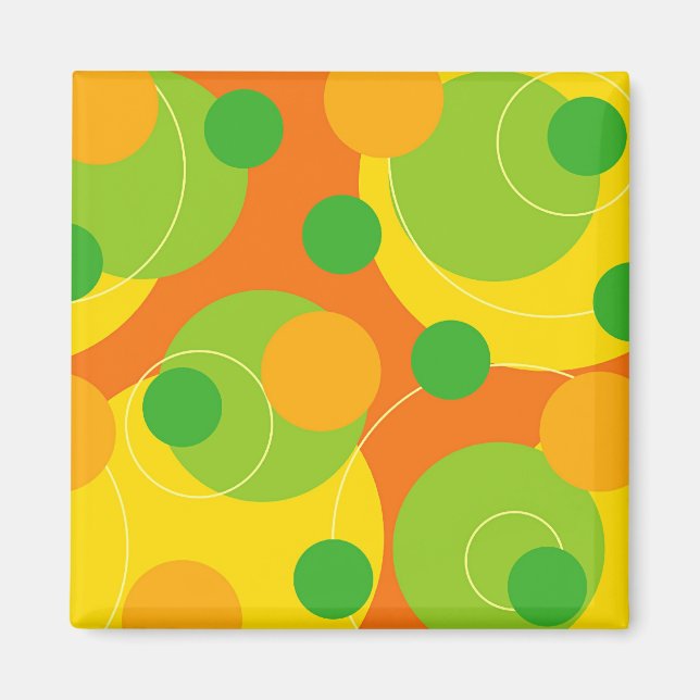 Retro Citrus Dots Funky Groovy Gift Magnet (Framsidan)