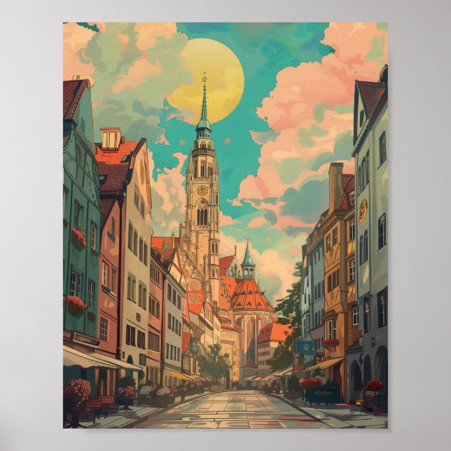 Retro City München Tyskland Poster (Framsidan)