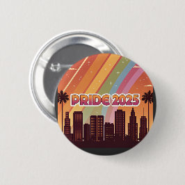 Retro City Skyline Pride 2025 Rainbow Knapp