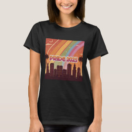 Retro City Skyline Pride 2025 Rainbow Women's T Shirt