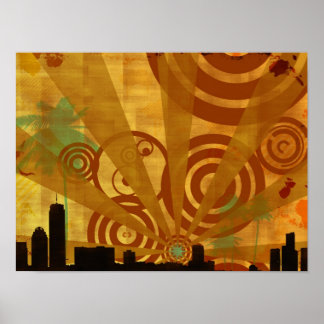 retro cityscape poster