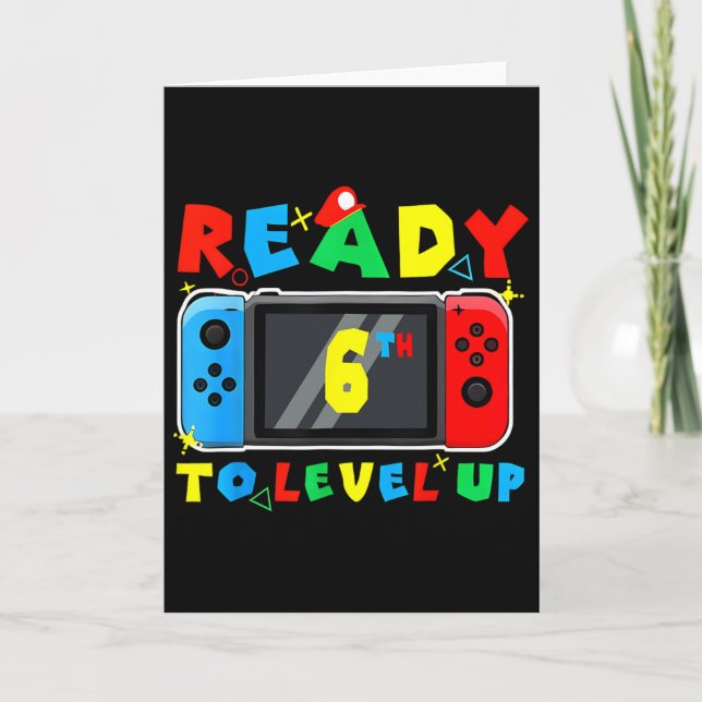 Retro Ck Till Skolan 6:e Redo Att Levela Upp Gamer Kort (Framsida)