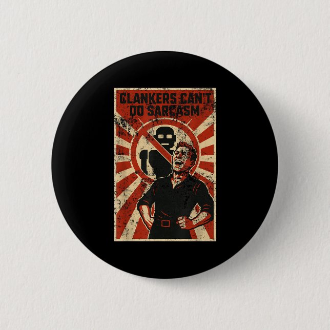 Retro Clanker Can't Do Sarcasm Funny Robot Ster  Knapp (Framsida)