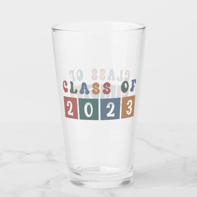 Retro Class of 2023 School-examen Gift Glaskopp (Framsida)