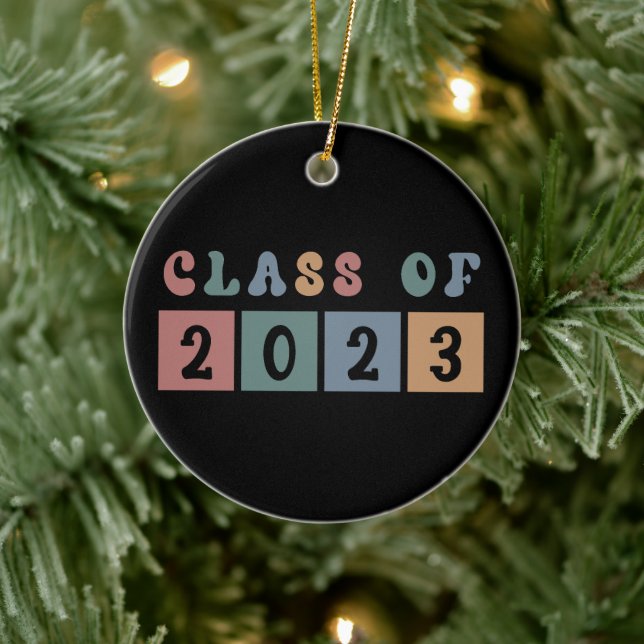 Retro Class of 2023 School-examen Gift Julgransprydnad Keramik (Träd)