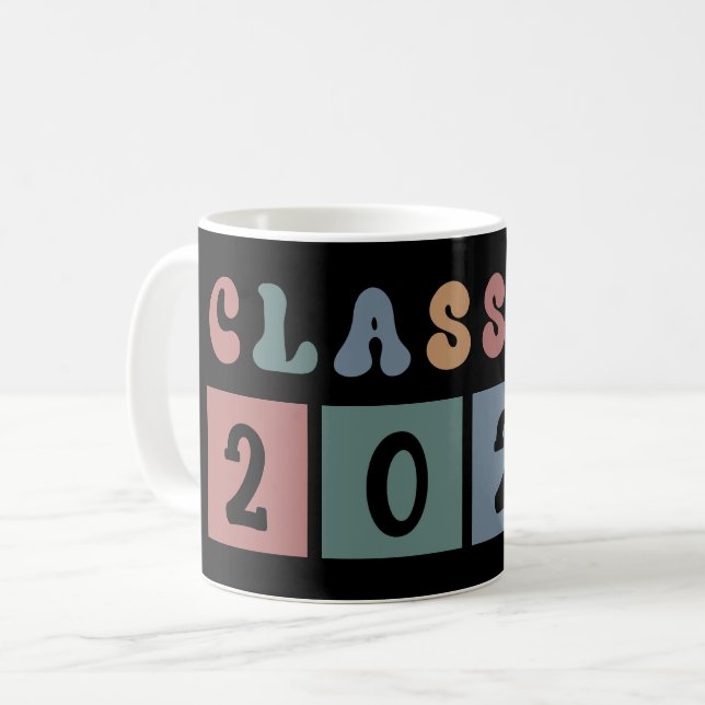 Retro Class of 2023 School-examen Gift Kaffemugg (Framsida vänster)