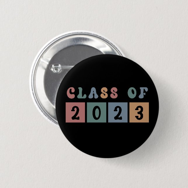 Retro Class of 2023 School-examen Gift Knapp (Framsida & baksida)