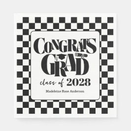 Retro Class of Congrats Graduation Black  Pappersservett