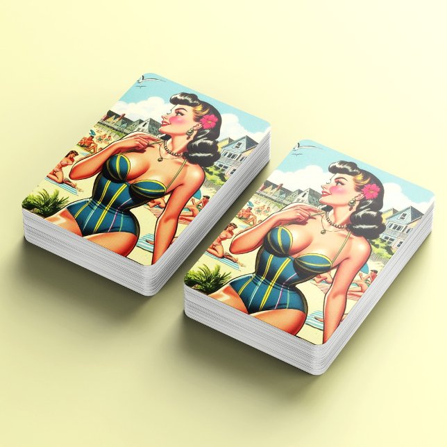 Retro Classic Beach Pin Up Casinokort (Skapare uppladdad)