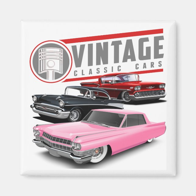 Retro Classic Cars Magnet (Framsidan)