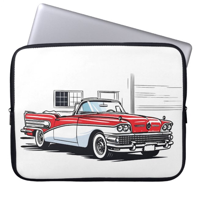 Retro Classic Convertible Side Pop Art Laptop Fodral (Framsidan)