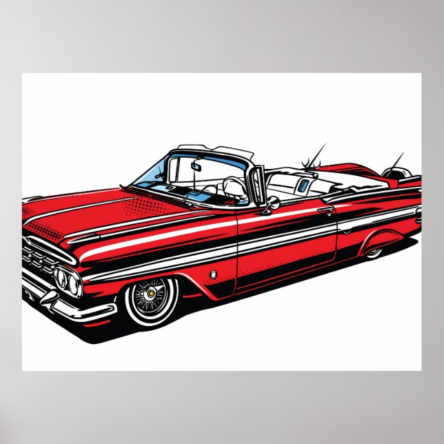Retro Classic Convertible Side Pop Art  Poster (Framsidan)