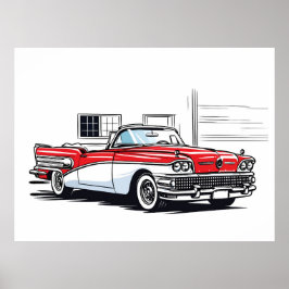 Retro Classic Convertible Side Pop Art Poster