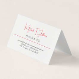 Retro Classic Elegant Plain Simple Red White Visitkort