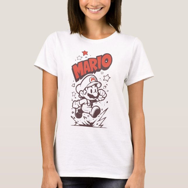 Retro Classic Gamer Pixel Plumber T Shirt (Framsida)