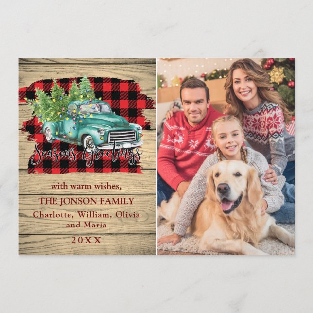 Retro Classic jul Lastbil Rustic Hälsning Julkort (Framsida)